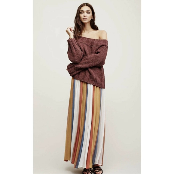 Free People S Beachy Off The Shoulder Sweater Ribbed Knit Pullover Boho Hippie - Picture 3 of 16